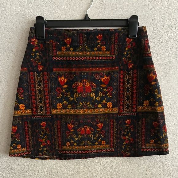 H&M Coachella Womens Patterned Velvet Mini Skirt Boho Festival Bohemian 6 - Picture 6 of 15